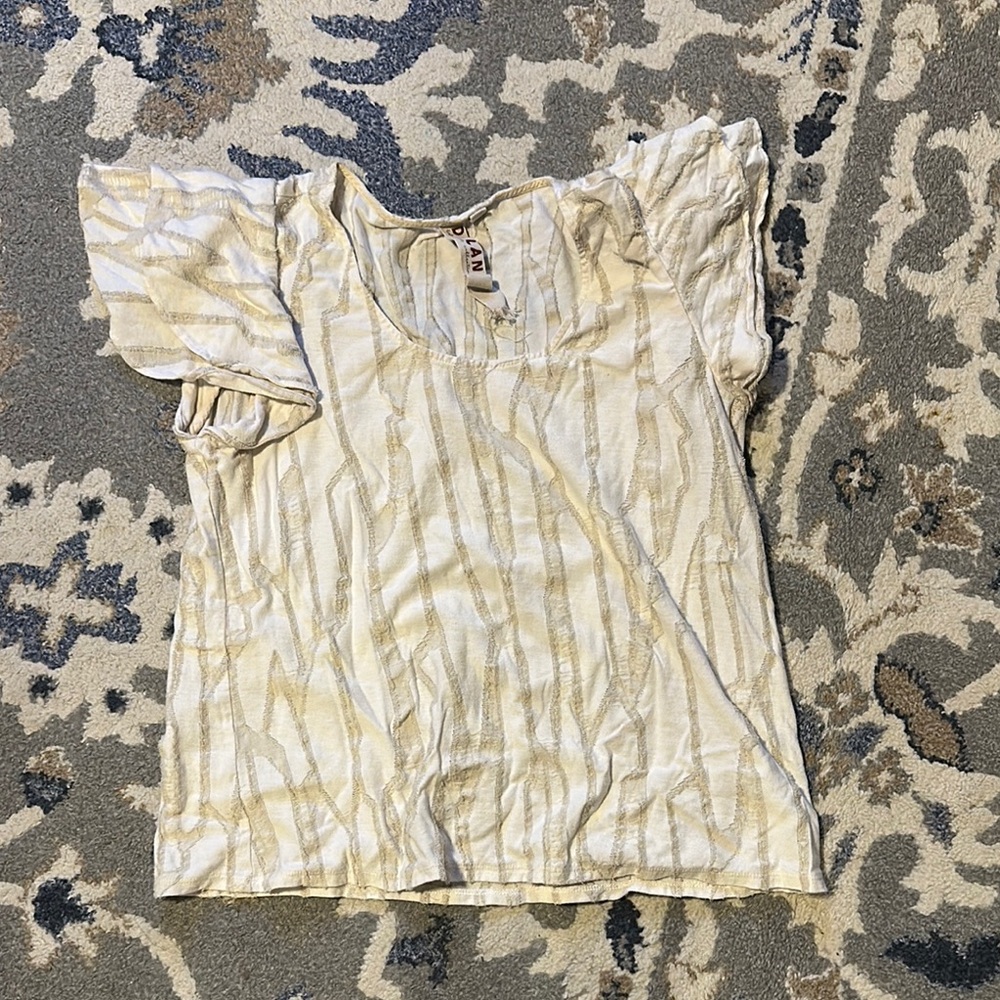 Textured Cream and Tan Blouse